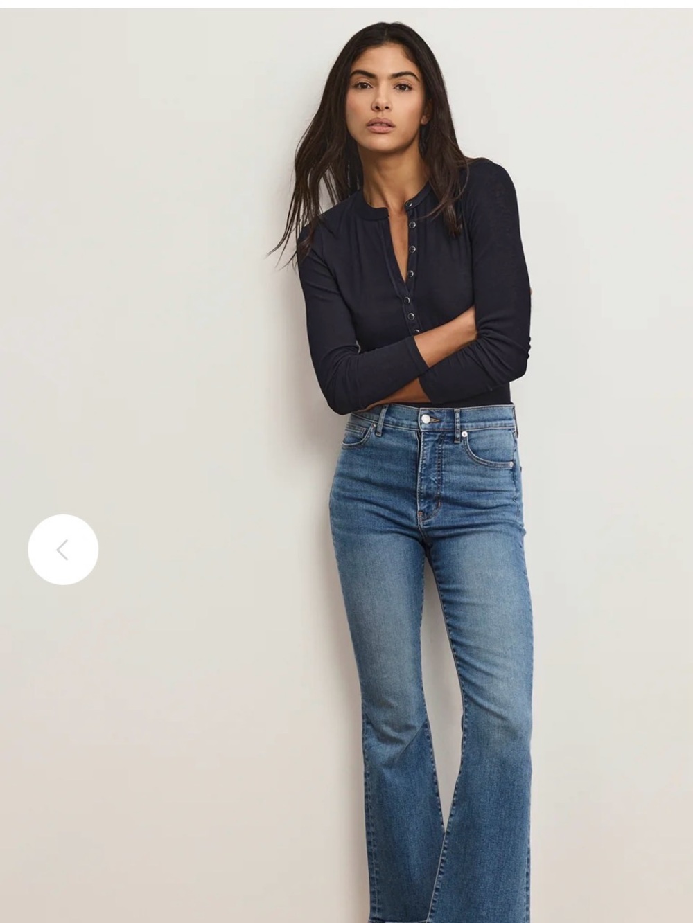 Ankle Flare Women Jeans in Medium Blue